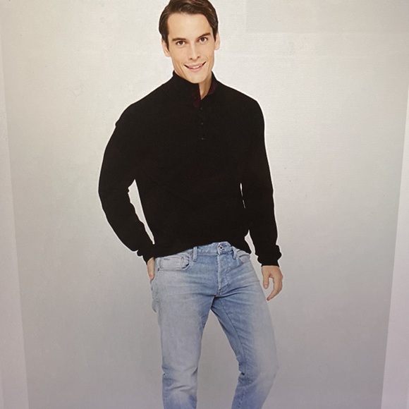 State Cashmere Men’s Button Up Mock Neck Sweater NWT Sz XL 100% Pure cashmere - Picture 5 of 12